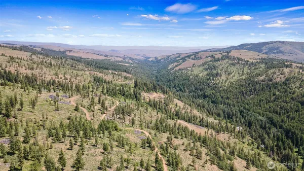a view of a city with mountains in the background