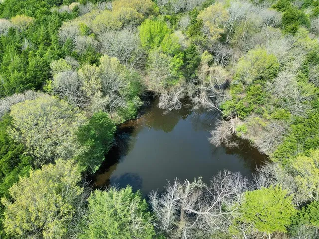 a view of a lake with a yard