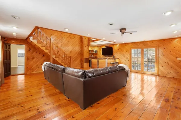 a view of a living room with a flat screen tv