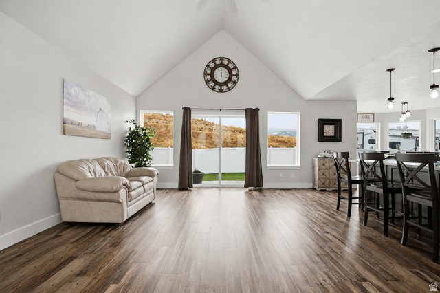 560 East Lower Rock Creek Road Inkom, ID 83245 - Photo 7 of 44 Spacious interior featuring vaulted ceilings and wood-finish flooring