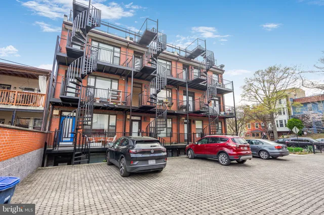 a view of a building with many windows