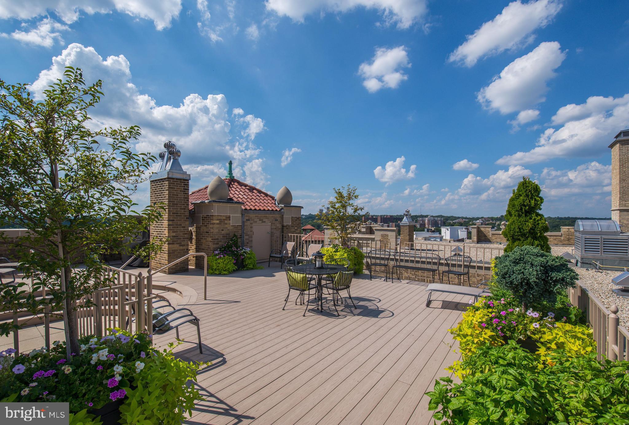 2101 Connecticut Avenue Northwest, Unit A Washington, DC 20009 - Photo 19 of 34 a view of a patio with dining table and chairs with potted plants and a fountain