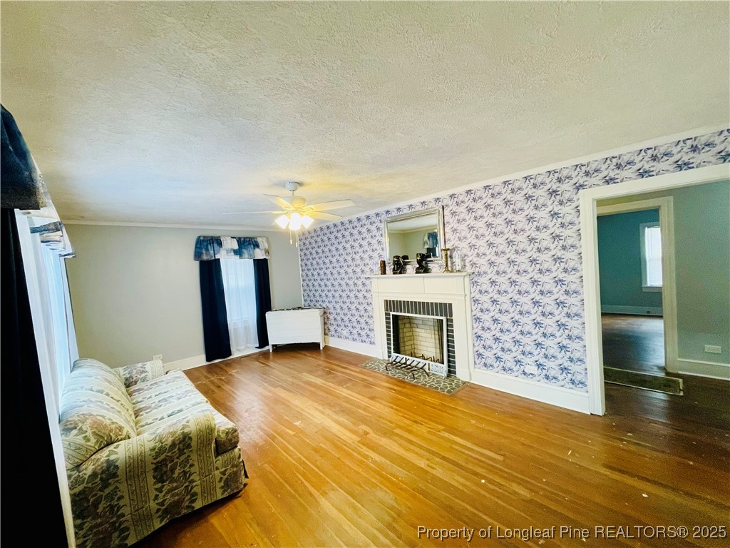 405 South Austin Street Maxton, NC 28364 - Photo 19 of 41 a living room with furniture and a fireplace