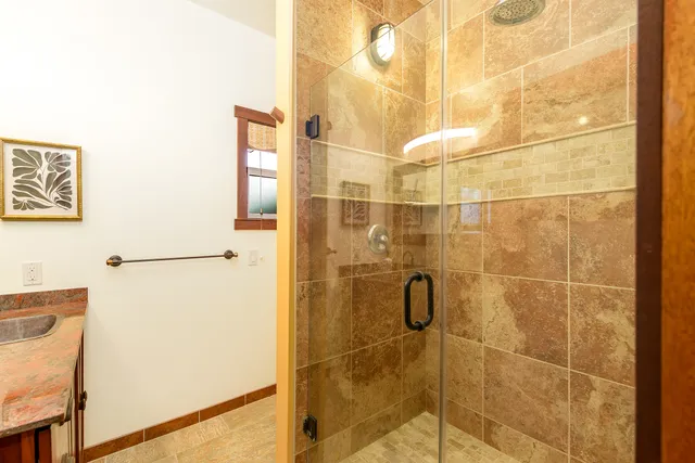 a bathroom with a shower