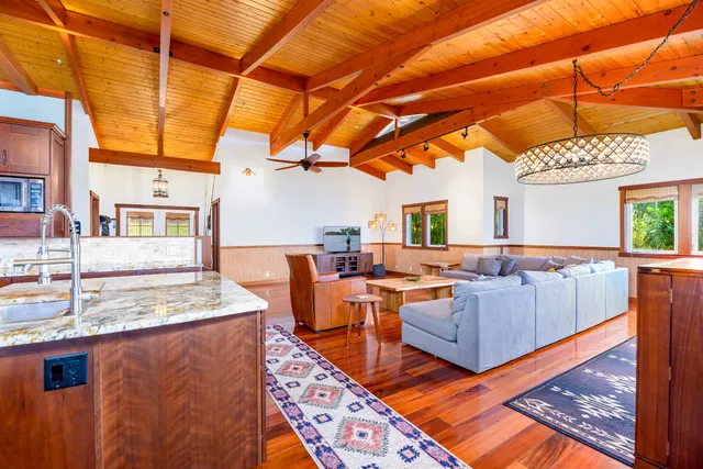 a view of a living room and dining room