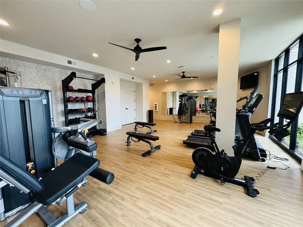 a view of a room with gym equipment