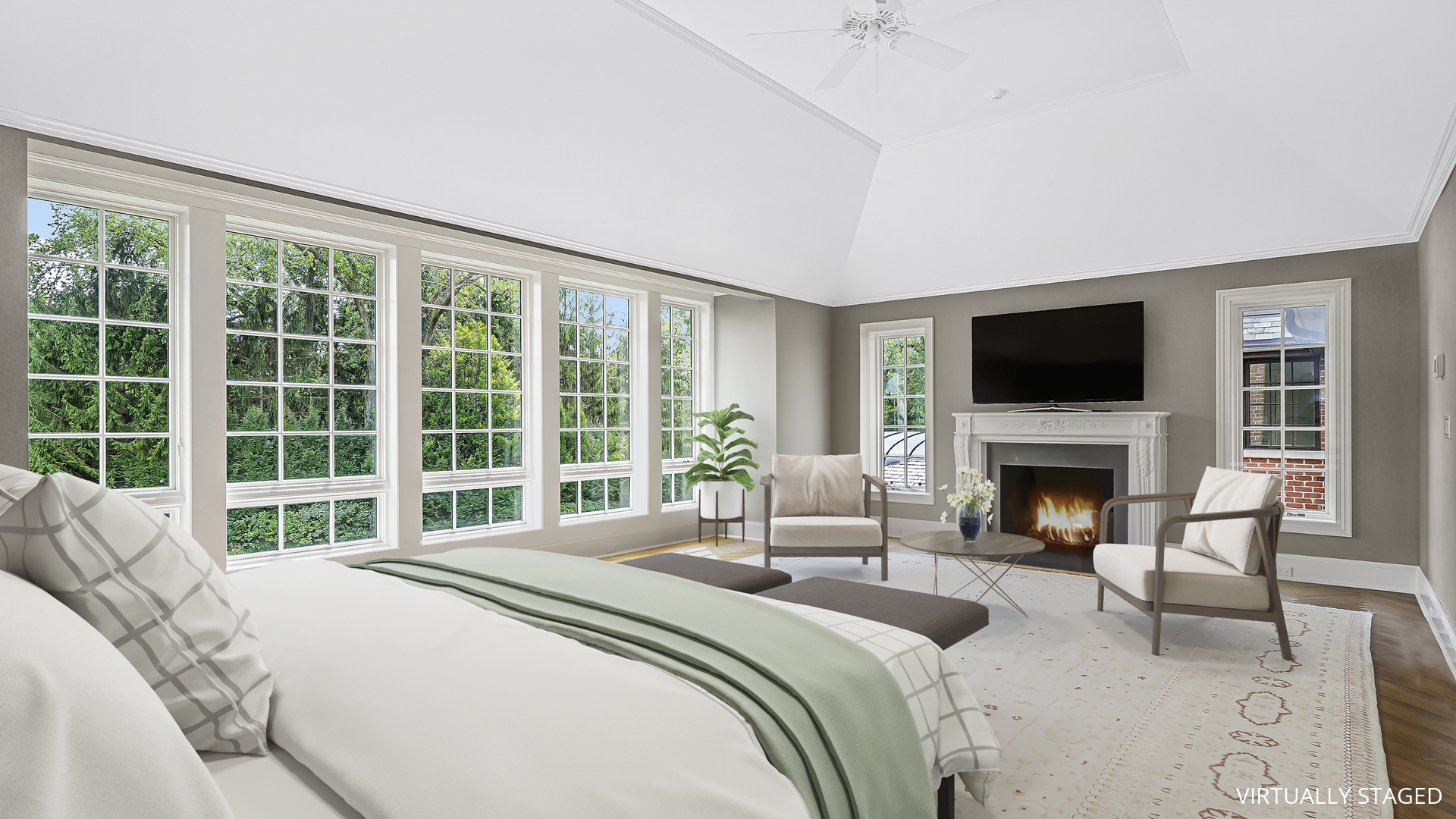 37 Woodley Road Winnetka, IL 60093 - Photo 44 of 66 a bedroom with a bed and a large window with outer view