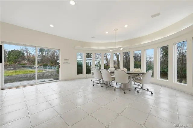 a view of a work space with windows