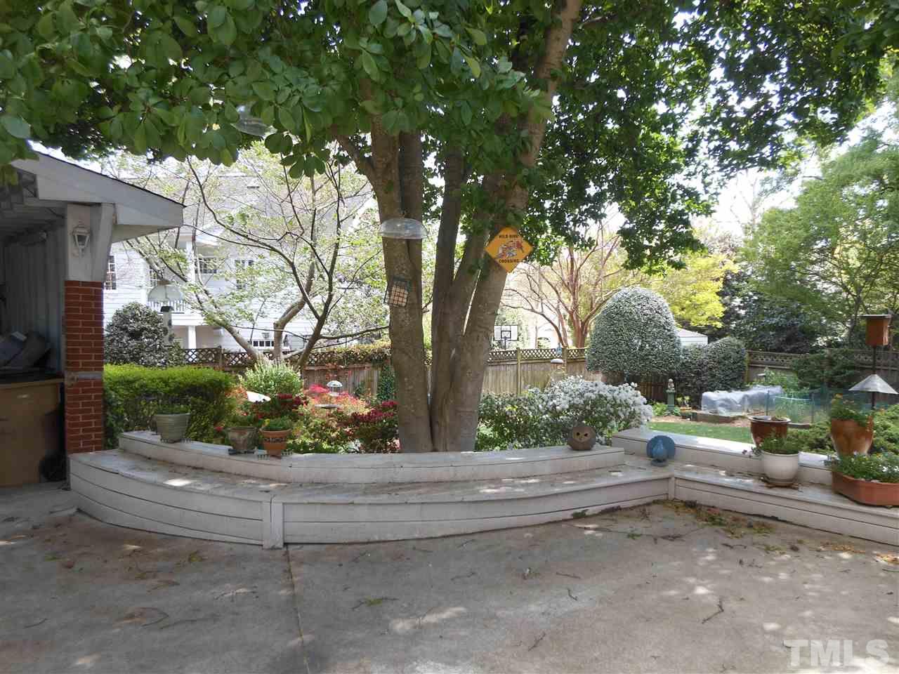 2404 White Oak Road Raleigh, NC 27609 - Photo 13 of 23 a backyard of a house with lots of green space and fountain