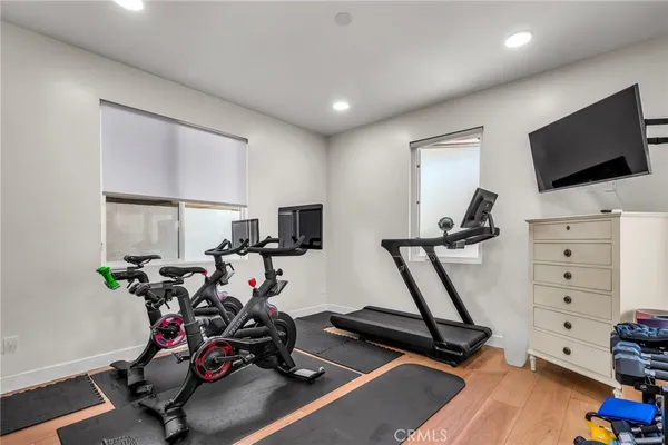 a view of a room with gym equipment
