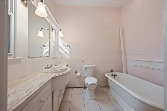 a bathroom with a bathtub