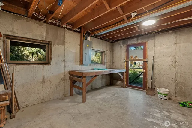 a view of a lake with a city