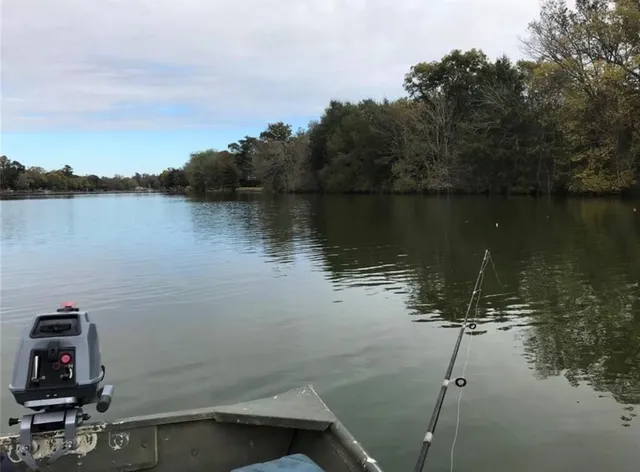 a view of lake with green space