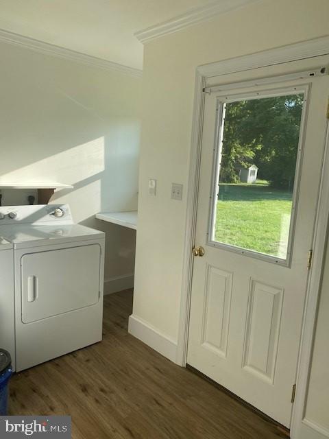 12209 Baines Corner Road Bealeton, VA 22712 - Photo 9 of 14 a utility room with wooden floor washer and dryer