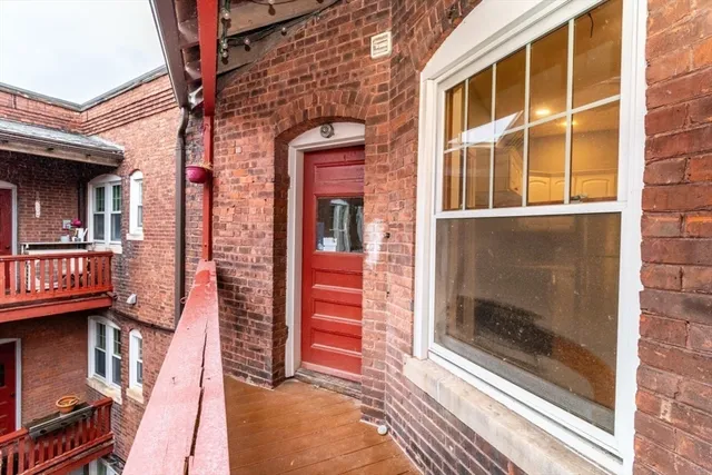 a view of building with a door