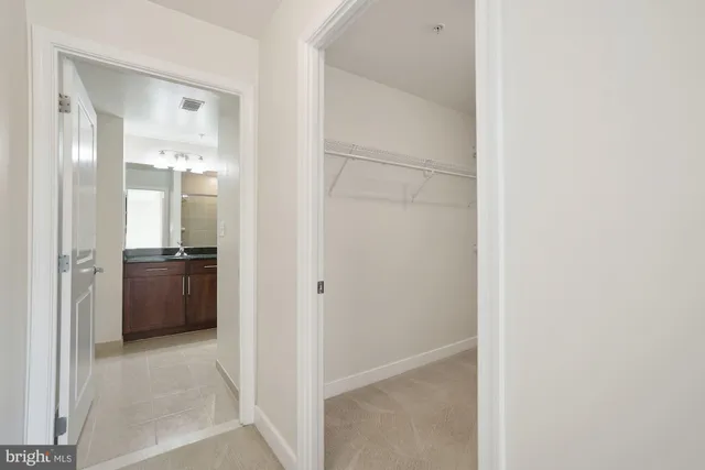 a view of a room with racks on the wall