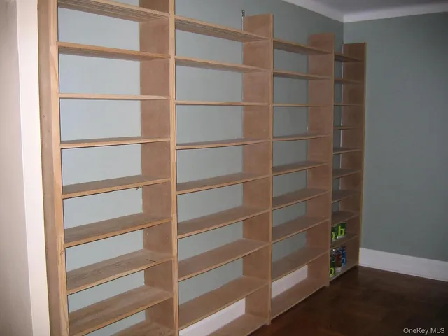 a view of a room with empty racks