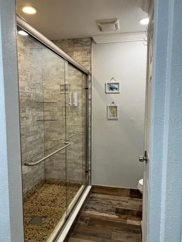 a bathroom with a shower