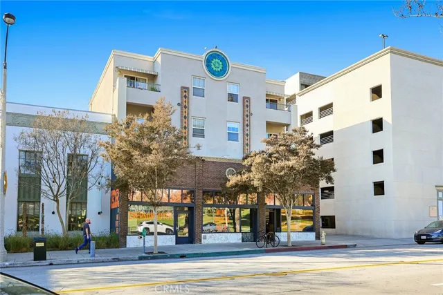 a view of a building with a street