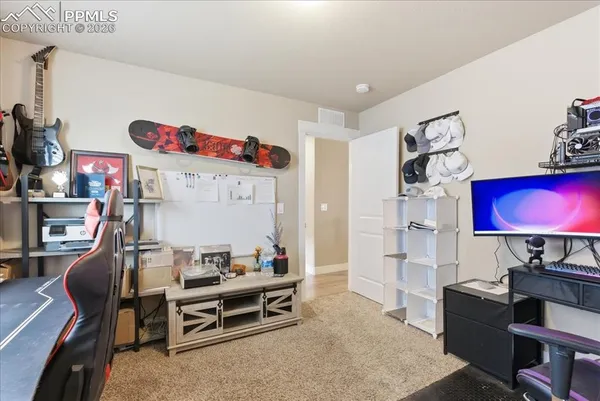 a workspace with furniture