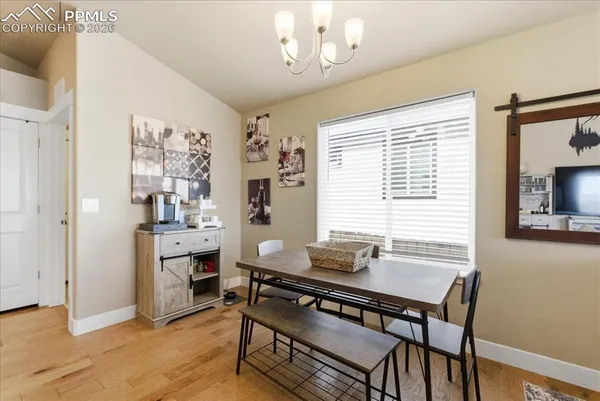 a workspace with wooden floor