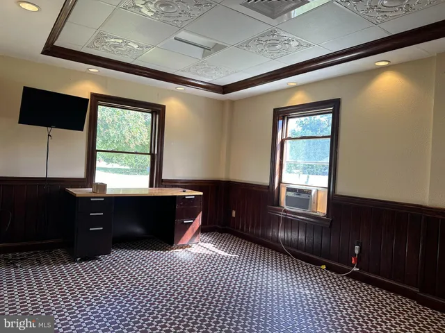 a room with a large window