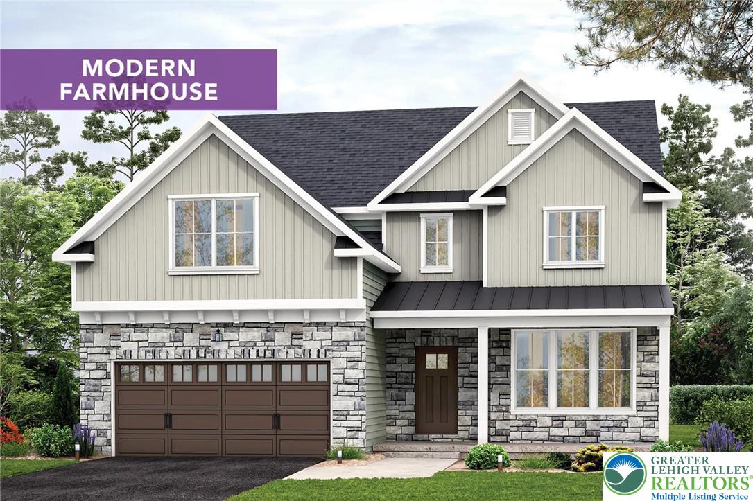 a view of a house with a yard and potted plants