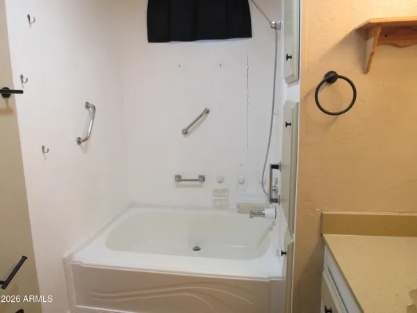 a bathroom with a tub