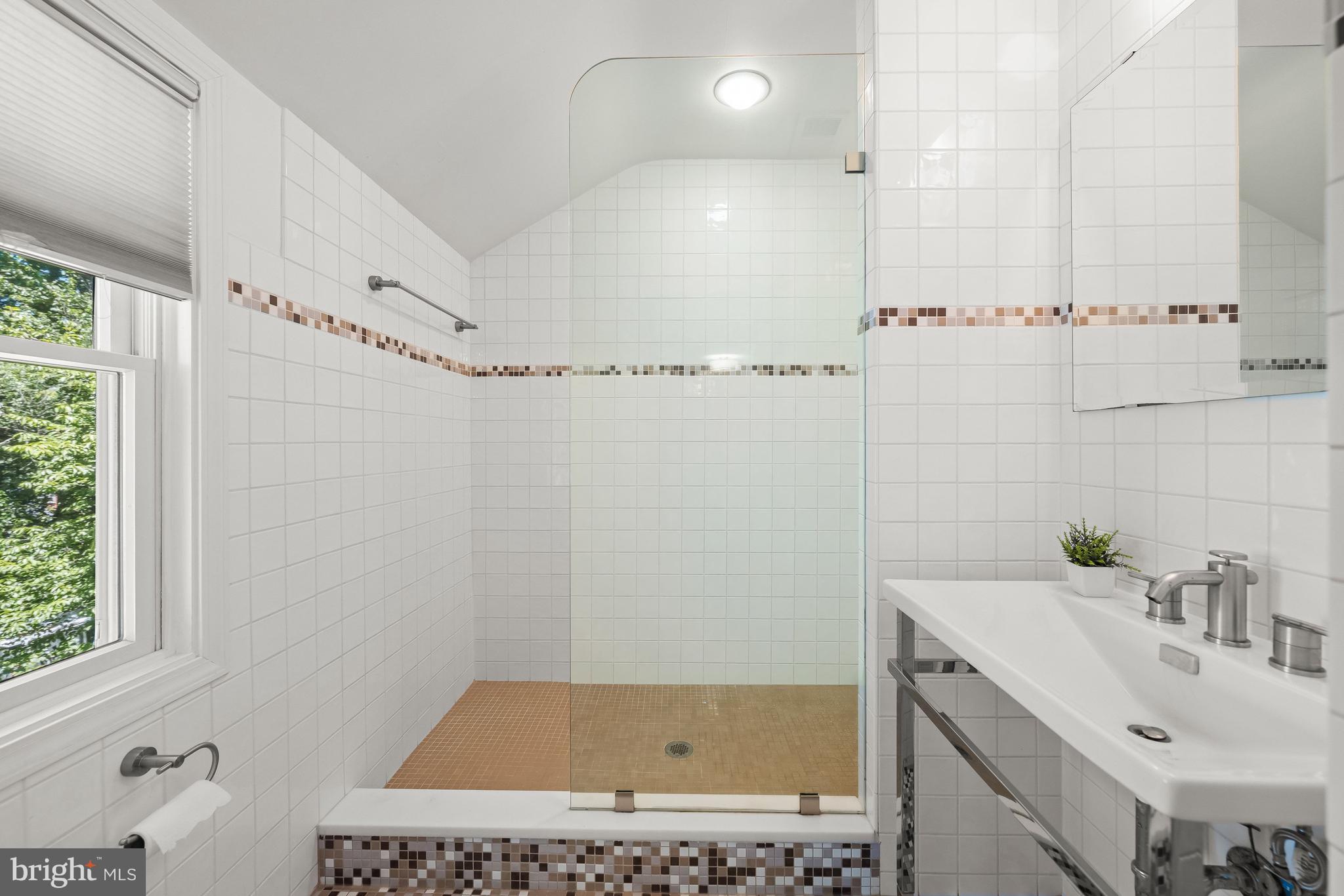 8800 Maywood Avenue Silver Spring, MD 20910 - Photo 20 of 41 a bathroom with a sink a shower and a mirror