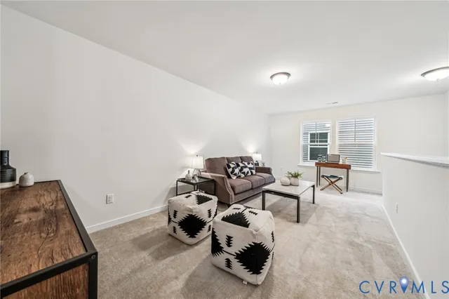 a living room with furniture and a rug