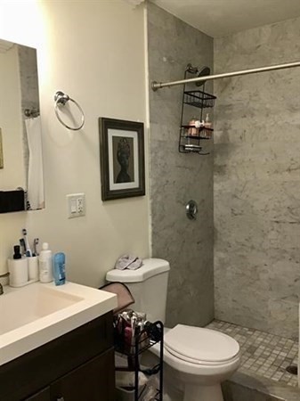 142 Centre Street, Unit 2 Boston, MA 02119 - Photo 7 of 9 a bathroom with a sink mirror vanity and toilet