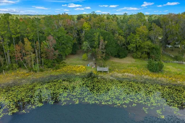 a view of a lake with a mountain