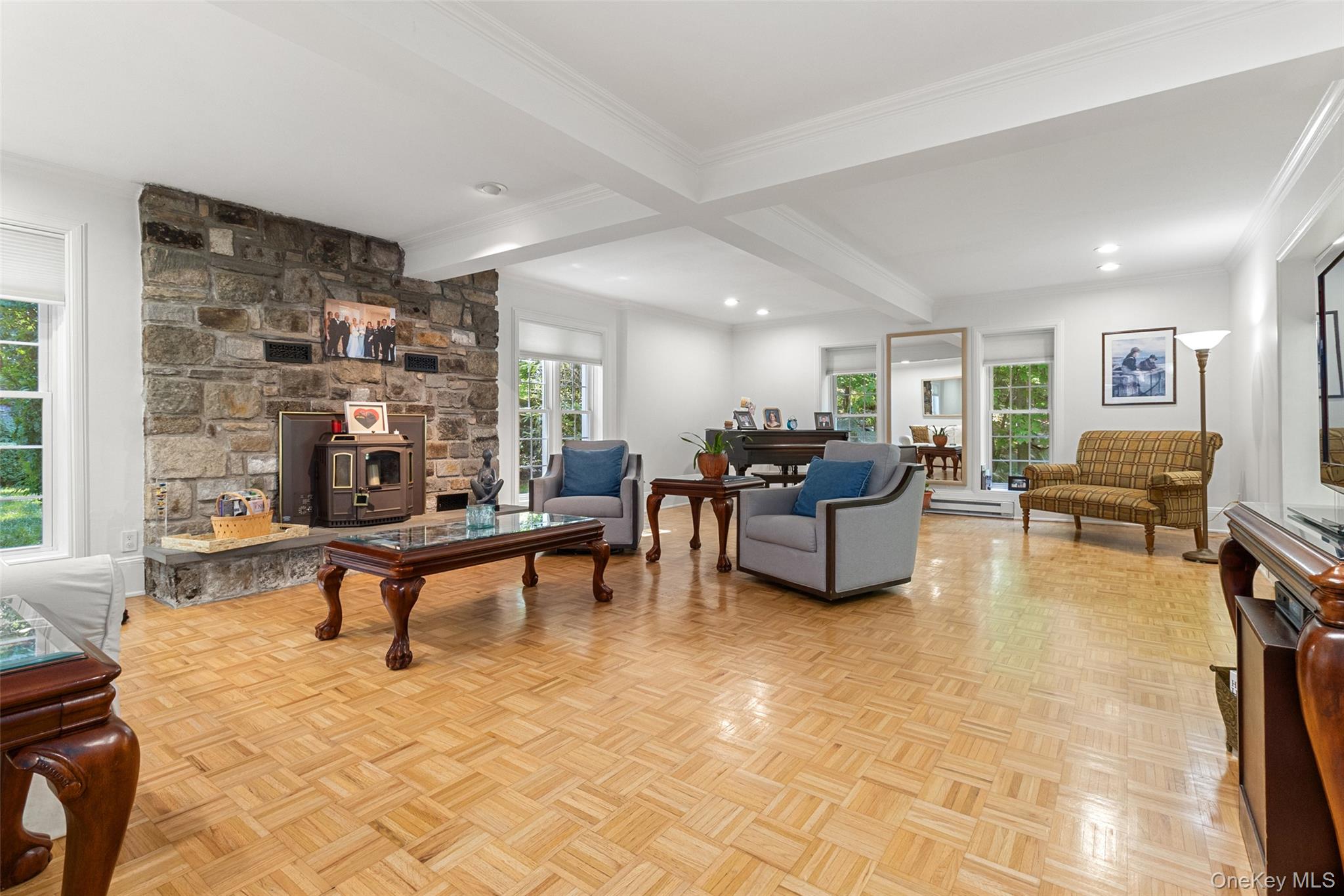 8 Rock Hill Road Mahopac, NY 10541 - Photo 22 of 50 Stone fireplace with Pellet stove and parquet floors