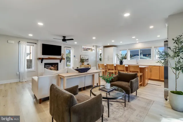 a living room with fireplace furniture and a flat screen tv