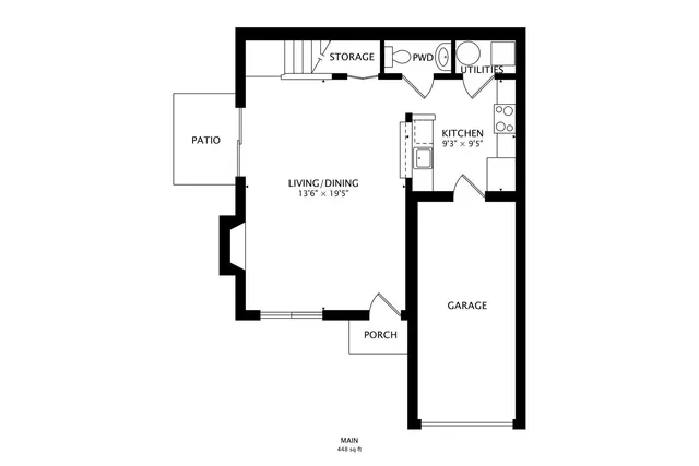 a picture of a bench in a white building