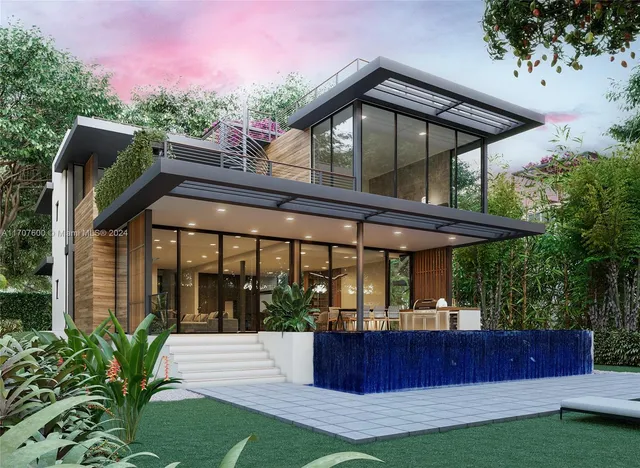 a front view of a house with garden