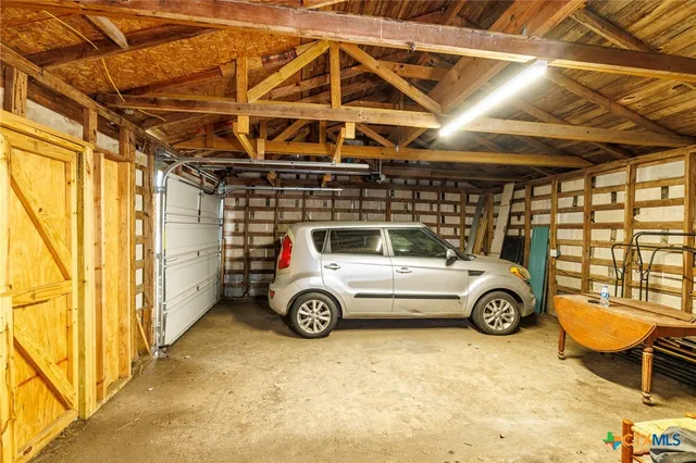 a car parked in a garage