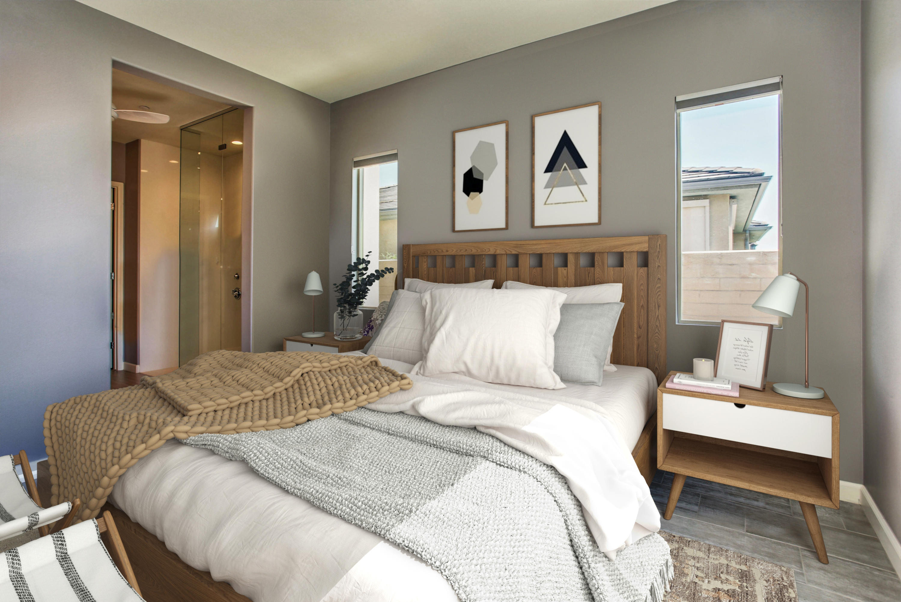 21 Riesling Rancho Mirage, CA 92270 - Photo 23 of 53 a bedroom with a bed and a painting on the wall