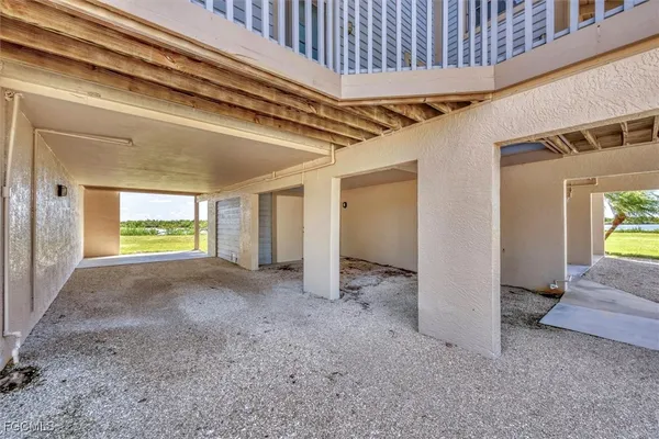 a view of a balcony with a swing