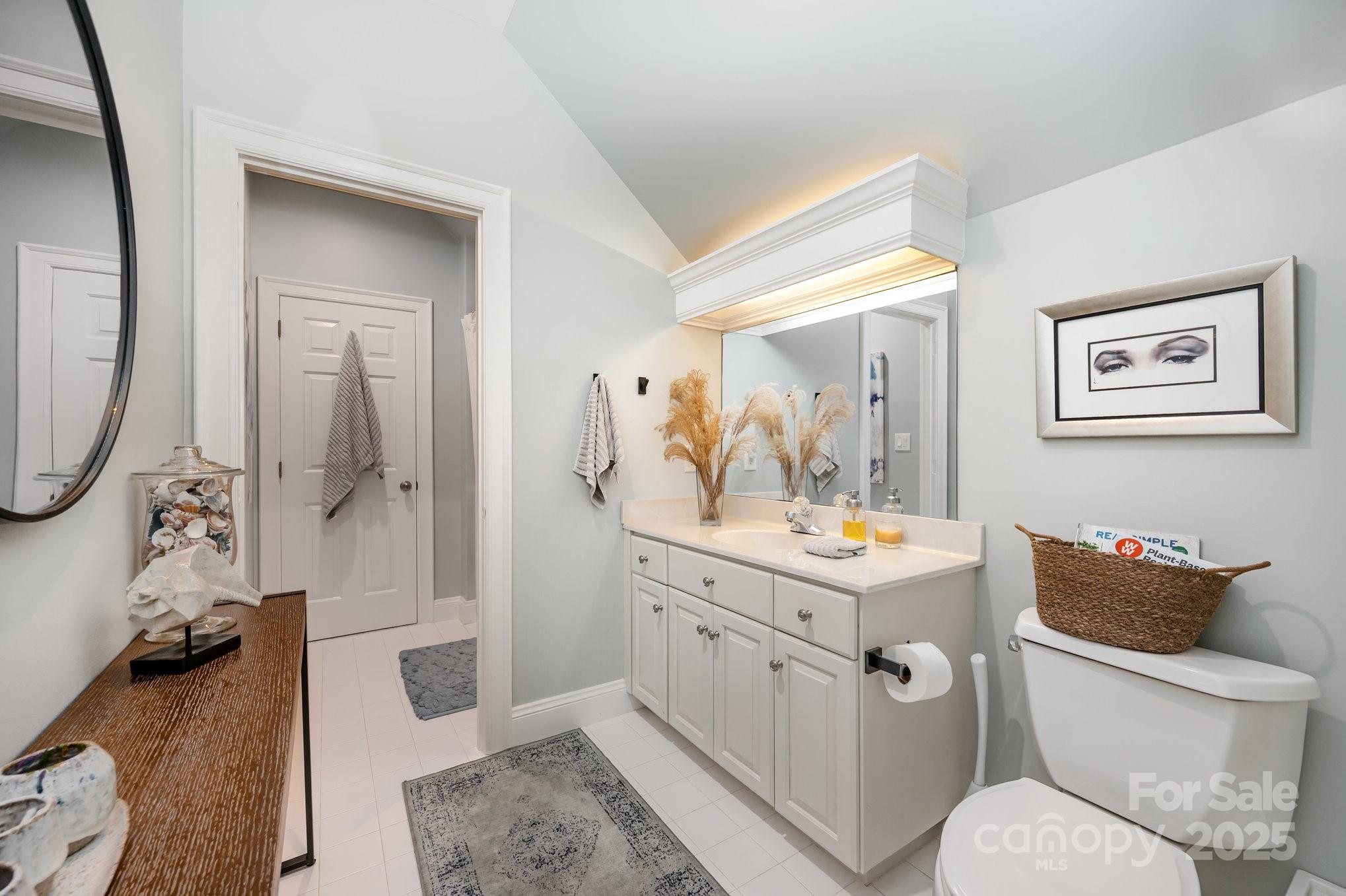 16133 North Point Road Huntersville, NC 28078 - Photo 33 of 48 a bathroom with a granite countertop toilet sink and mirror