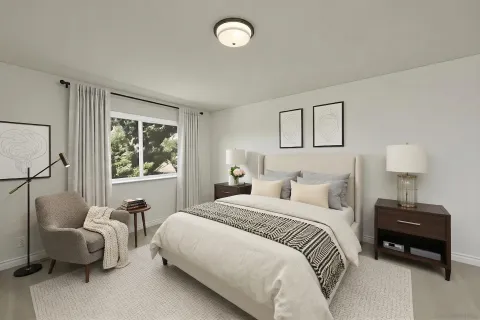 an empty room with windows
