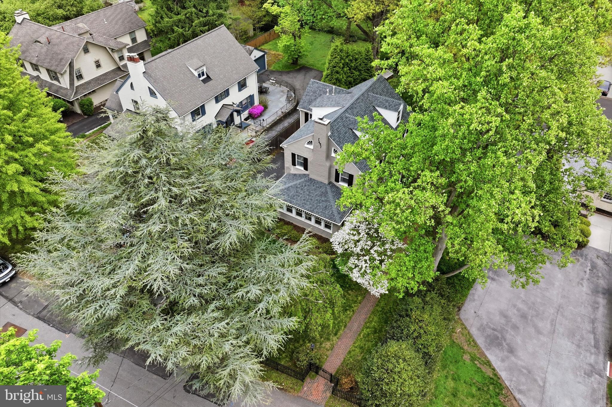 7 Farm Road Wayne, PA 19087 - Photo 55 of 65 an aerial view of a house with a yard and garden