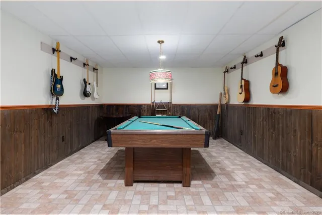 a room with a table and a chair