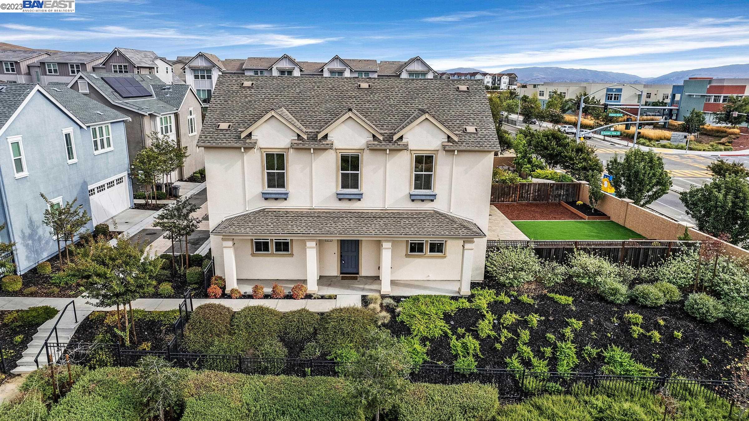 an aerial view of a house