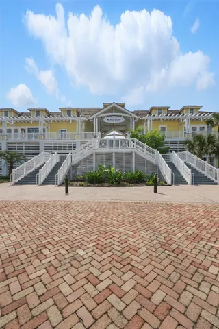a view of a swimming pool with a lake view