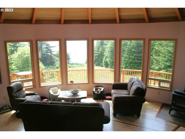 a living room with furniture and floor to ceiling windows
