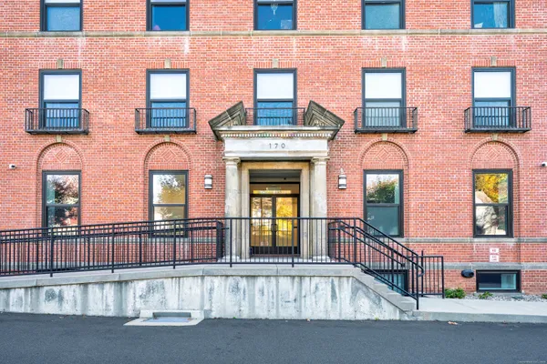 front view of a brick building