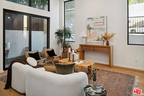 a living room with furniture flowerpot and window