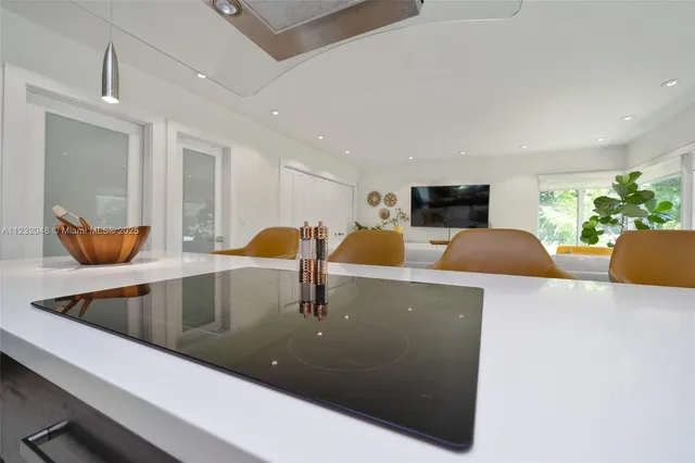 a lobby with furniture and window