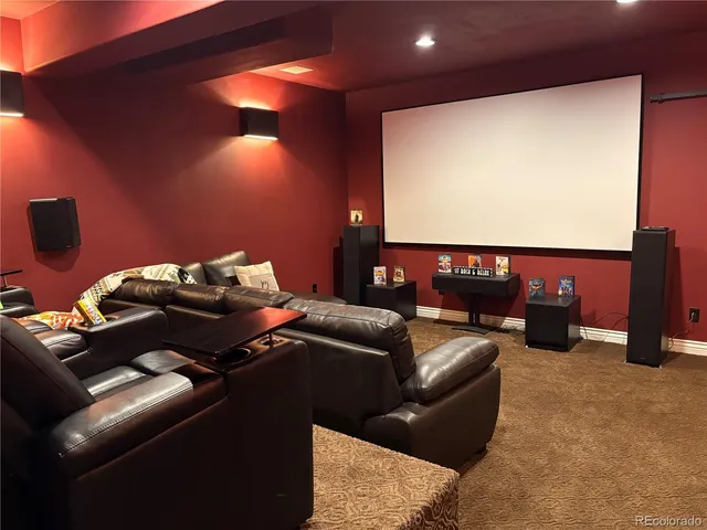 a projector room with a couch